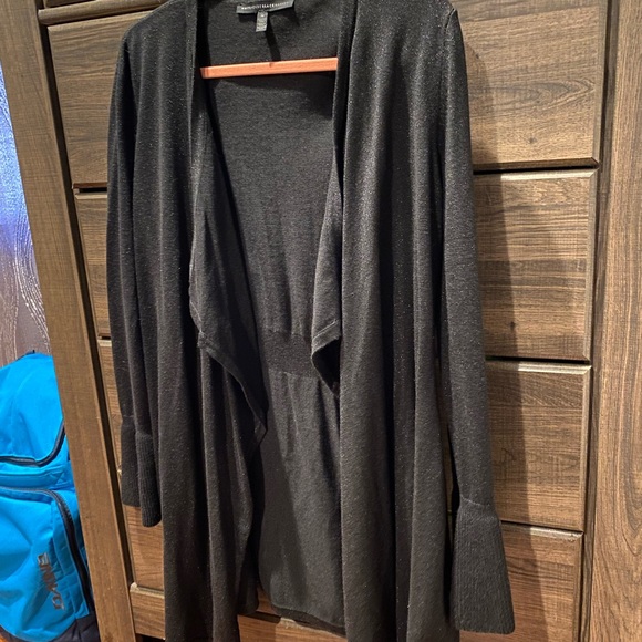 White House Black Market Black Shimmer Bell Sleeve Cardigan - Picture 5 of 9